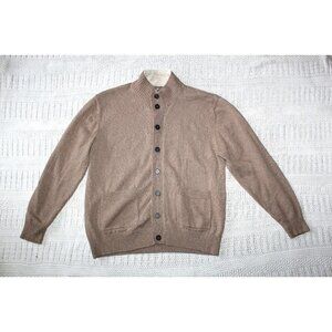 OSCAR DE LA RENTA 100 Cotton men brown sweater Size XL Long Sleeve Button front
